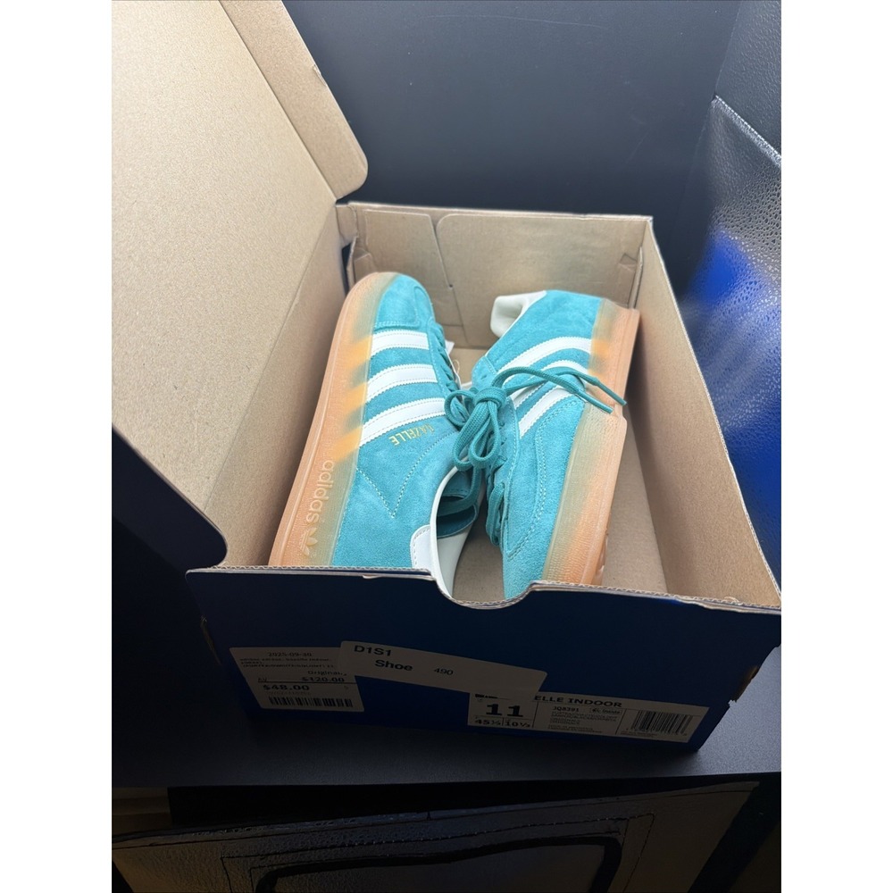 New Adidas Gazelle Indoor Shoes - Pure Teal (JQ8391) - Picture 9 of 9
